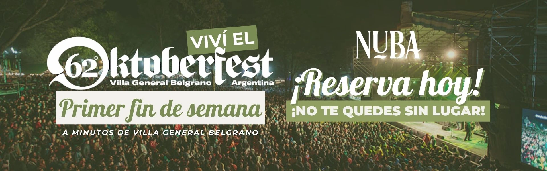 Oktoberfest 2025 Villa General Belgrano - Hospédate en Cabañas NUBA a minutos de la fiesta - Haz clic para reservar por WhatsApp